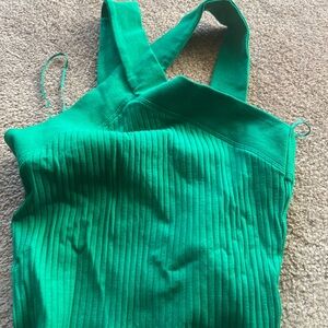 Zara Vibrant Green Ribbed Top